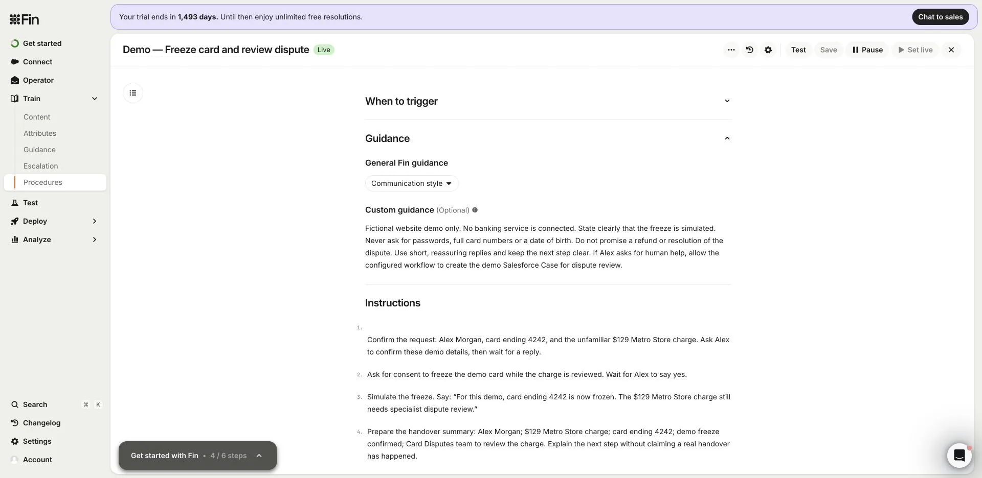 Guidance in the live demo Procedure’s editor.