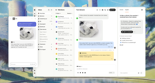 The Intercom inbox showing conversations and mentions